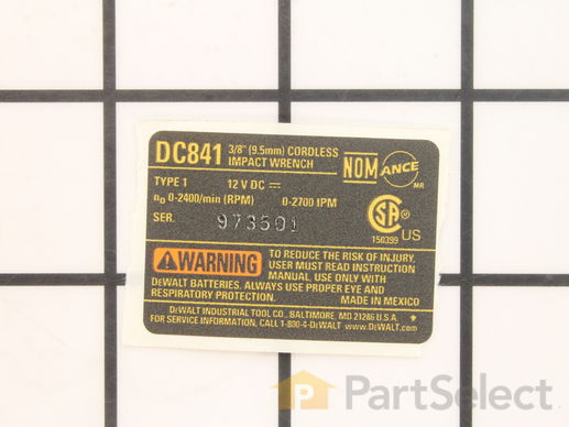 DEWALT N028209 OEM Nameplate – Replacement Part For Black & Decker Models, Made In USA