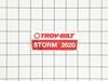 Label-Snow Handle Storm 2620 – Part Number: 777D19922