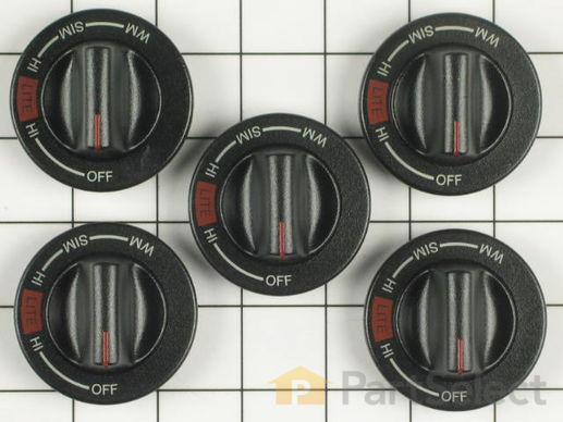 2007393-1-M-Whirlpool-12500060-Set of Five Surface Burner Knobs