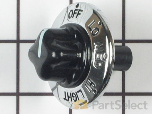 355927-1-M-Whirlpool-4169279           -Surface Burner Knob - Black/Chrome