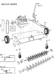 Page A Diagram and Parts List for 2003-01 Bluebird Dethatcher