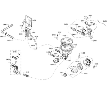 Pump Assy Diagram and Parts List for 64 Bosch Dishwasher