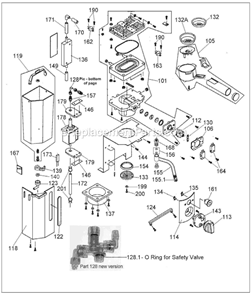 Page A Diagram and Parts List for  Breville Espresso Machine