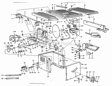 Unit Diagram and Parts List for  Craftsman Table Saw