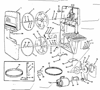 Unit Breakdown Diagram and Parts List for  Craftsman Band Saw