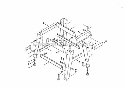 Figure B Diagram and Parts List for  Craftsman Table Saw