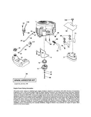 Engine Diagram and Parts List for  Craftsman Lawn Tractor