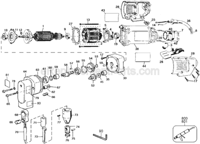 Page A Diagram and Parts List for Type 2 DeWALT Nibbler & Shears