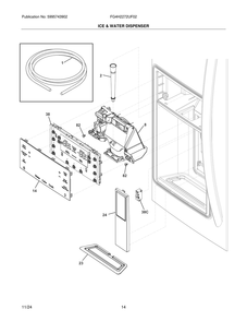 Ice And Water Dispenser Diagram and Parts List for  Frigidaire Freezer