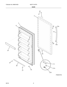 Door Diagram and Parts List for  Frigidaire Freezer