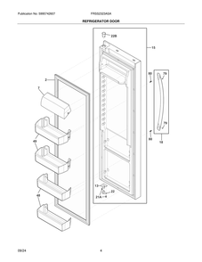 Refrigerator Door Diagram and Parts List for  Frigidaire Refrigerator