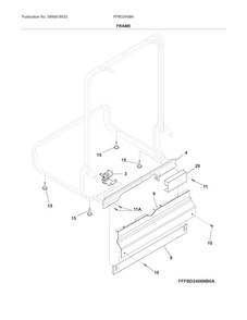 Frame Diagram and Parts List for  Frigidaire Dishwasher