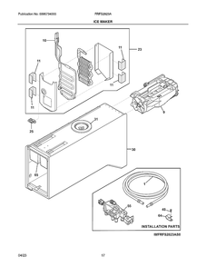 Ice Maker Diagram and Parts List for  Frigidaire Refrigerator