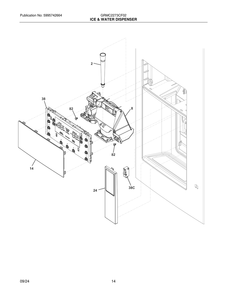Ice And Water Dispenser Diagram and Parts List for  Frigidaire Refrigerator