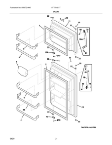 Door Diagram and Parts List for  Frigidaire Refrigerator