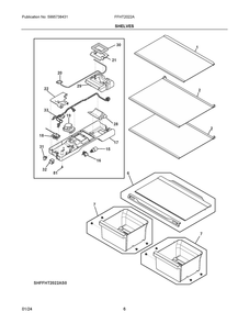 Shelves Diagram and Parts List for  Frigidaire Refrigerator
