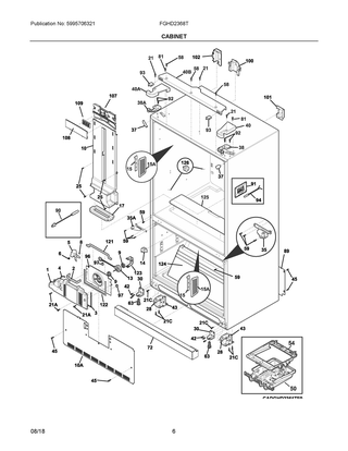 Cabinet Diagram and Parts List for  Frigidaire Refrigerator