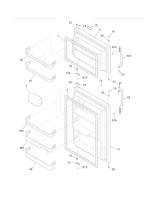 Door Diagram and Parts List for  Frigidaire Refrigerator