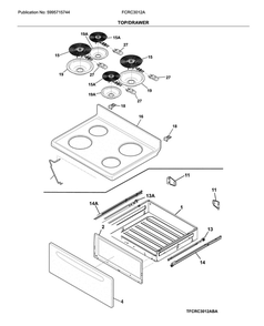 Top/Drawer Diagram and Parts List for  Frigidaire Range