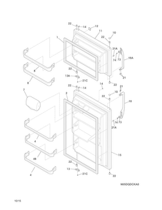 Doors Diagram and Parts List for  Frigidaire Refrigerator