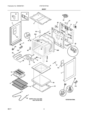 03 - BODY Diagram and Parts List for  Frigidaire Range