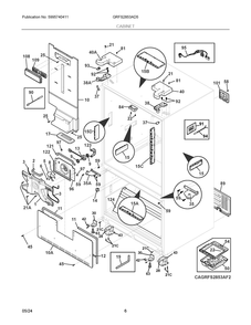 Cabinet Diagram and Parts List for  Frigidaire Refrigerator