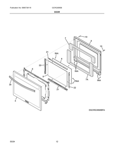 Door Diagram and Parts List for  Frigidaire Range