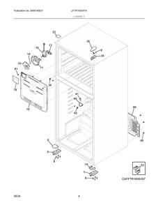 Cabinet Diagram and Parts List for  Frigidaire Refrigerator