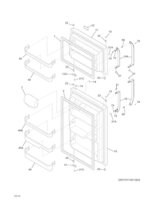 Doors Diagram and Parts List for  Frigidaire Refrigerator