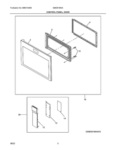 Control Panel, Door Diagram and Parts List for  Electrolux Microwave