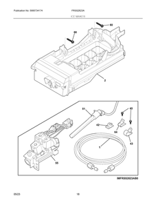 Ice Maker Diagram and Parts List for  Frigidaire Refrigerator