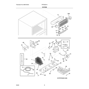 System Diagram and Parts List for  Frigidaire Refrigerator