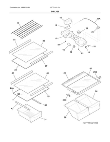 Shelves Diagram and Parts List for  Frigidaire Refrigerator