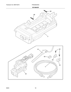Ice Maker Diagram and Parts List for  Frigidaire Refrigerator