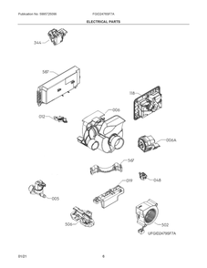 Electrical Parts Diagram and Parts List for  Frigidaire Dishwasher