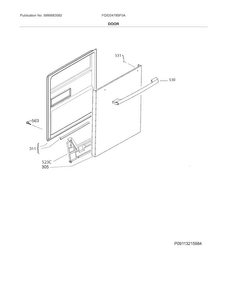 Door Diagram and Parts List for  Frigidaire Dishwasher