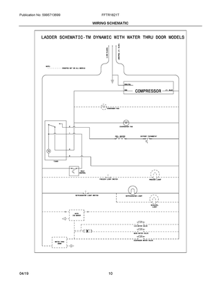 Wiring Schematic Diagram and Parts List for  Frigidaire Refrigerator