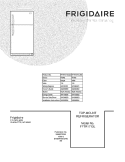 COVER Diagram and Parts List for  Frigidaire Refrigerator