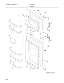 Doors Diagram and Parts List for  Frigidaire Refrigerator