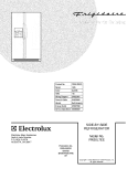 COVER Diagram and Parts List for  Frigidaire Refrigerator