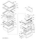 FRESH FOOD SHELVES Diagram and Parts List for  General Electric Refrigerator