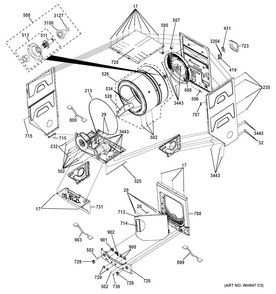 Cabinet Diagram and Parts List for  General Electric Washer Dryer Combo