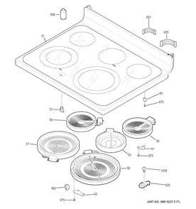 Cooktop Diagram and Parts List for  General Electric Range