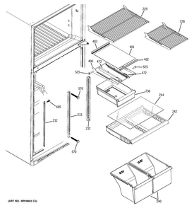 Fresh Food Shelves Diagram and Parts List for  General Electric Refrigerator
