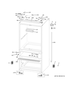 Case Parts Diagram and Parts List for  General Electric Refrigerator