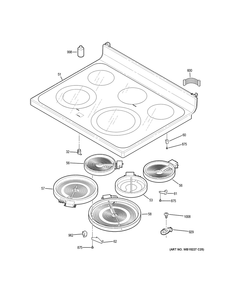 Cooktop Diagram and Parts List for  General Electric Range