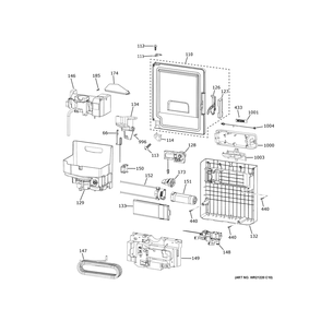 Ice Maker And Dispenser Diagram and Parts List for  General Electric Refrigerator