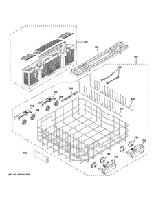 Lower Rack Assembly Diagram and Parts List for  General Electric Dishwasher