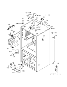 Case Parts Diagram and Parts List for  General Electric Refrigerator