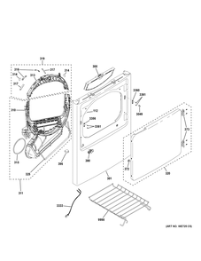 Front Panel And Door Diagram and Parts List for  General Electric Dryer
